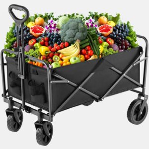 Folding Wagon Cart With Wheels, Foldable Grocery Cart,Small